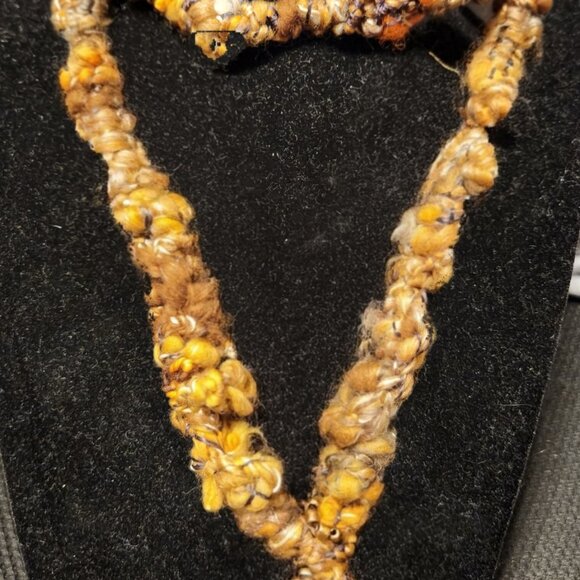 Necklace, handmade, light and soft fibers with beaded embroidery. 38 in.long. - Picture 2 of 3